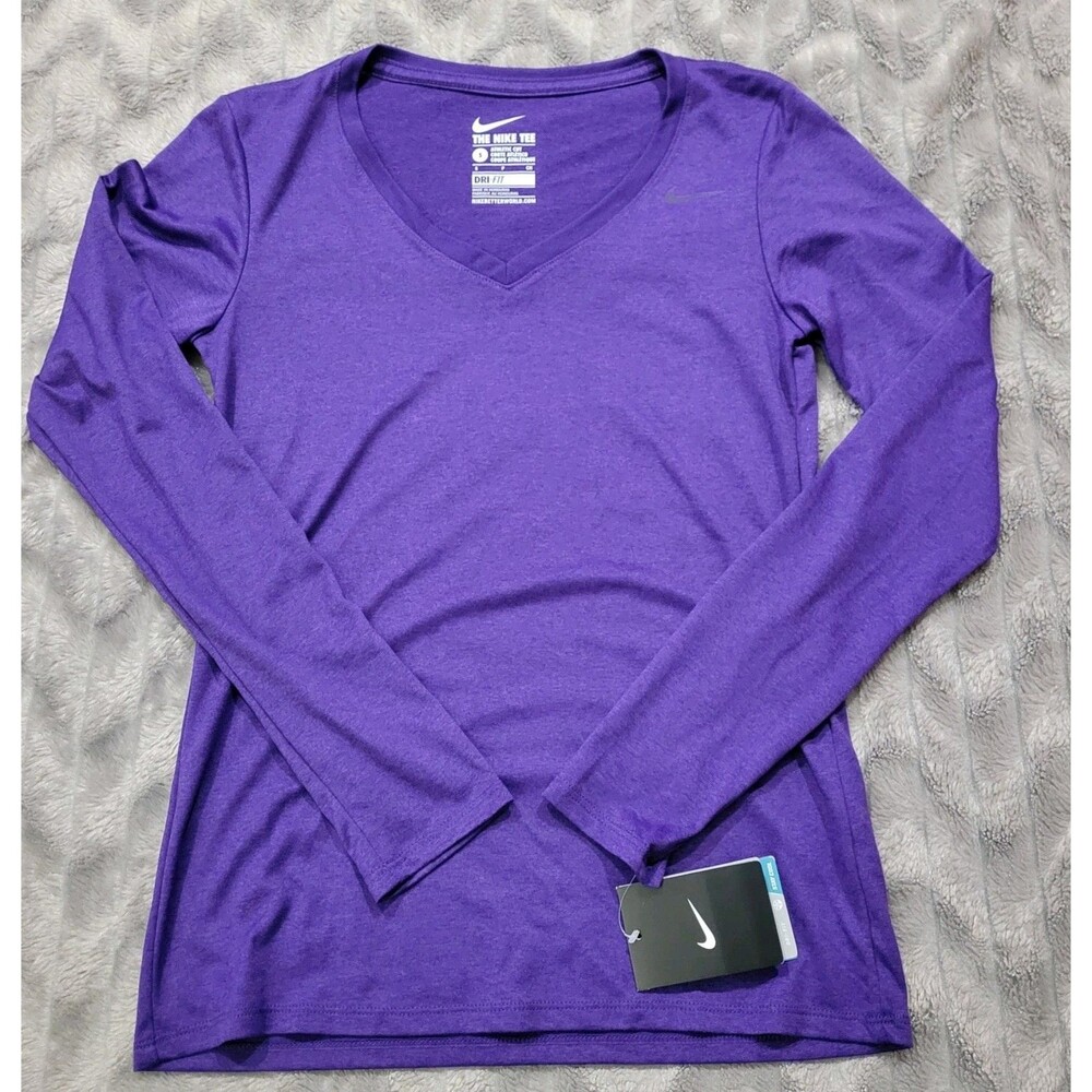 The Nike Tee Size S Purple Athletic Cut Dri Fit Cool Long Sleeve Shirt NWT